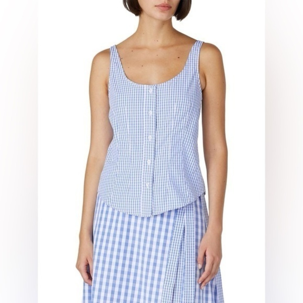 NWOT Thakoon Blue & White Gingham Check Sleeveless Top Size 2 Coastal